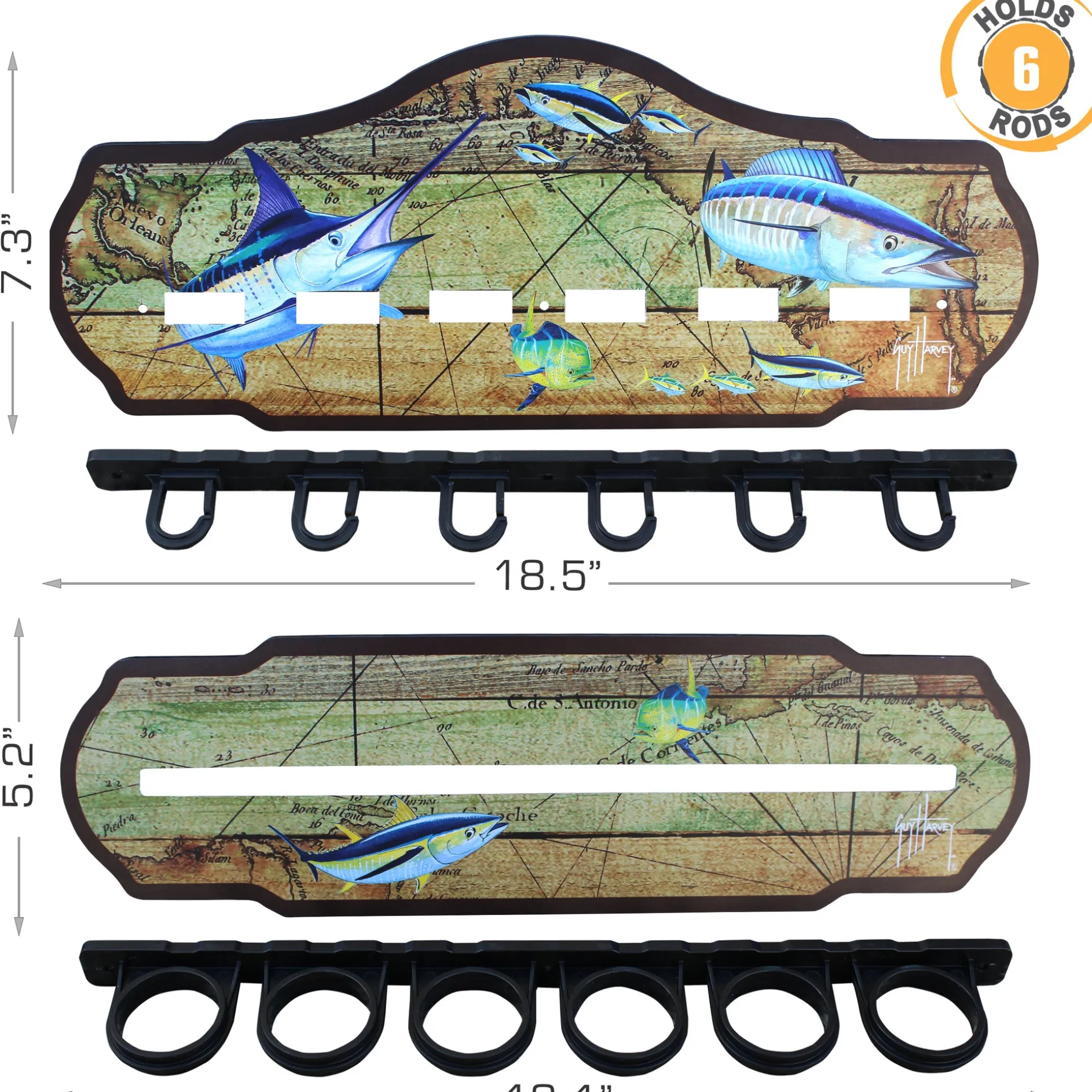 Ancient Map 6 Rod Wall Rack