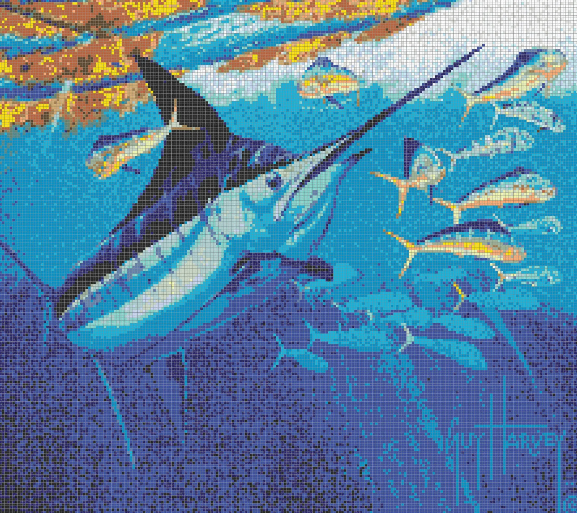 Blue Escape Mosaic Mural - Small