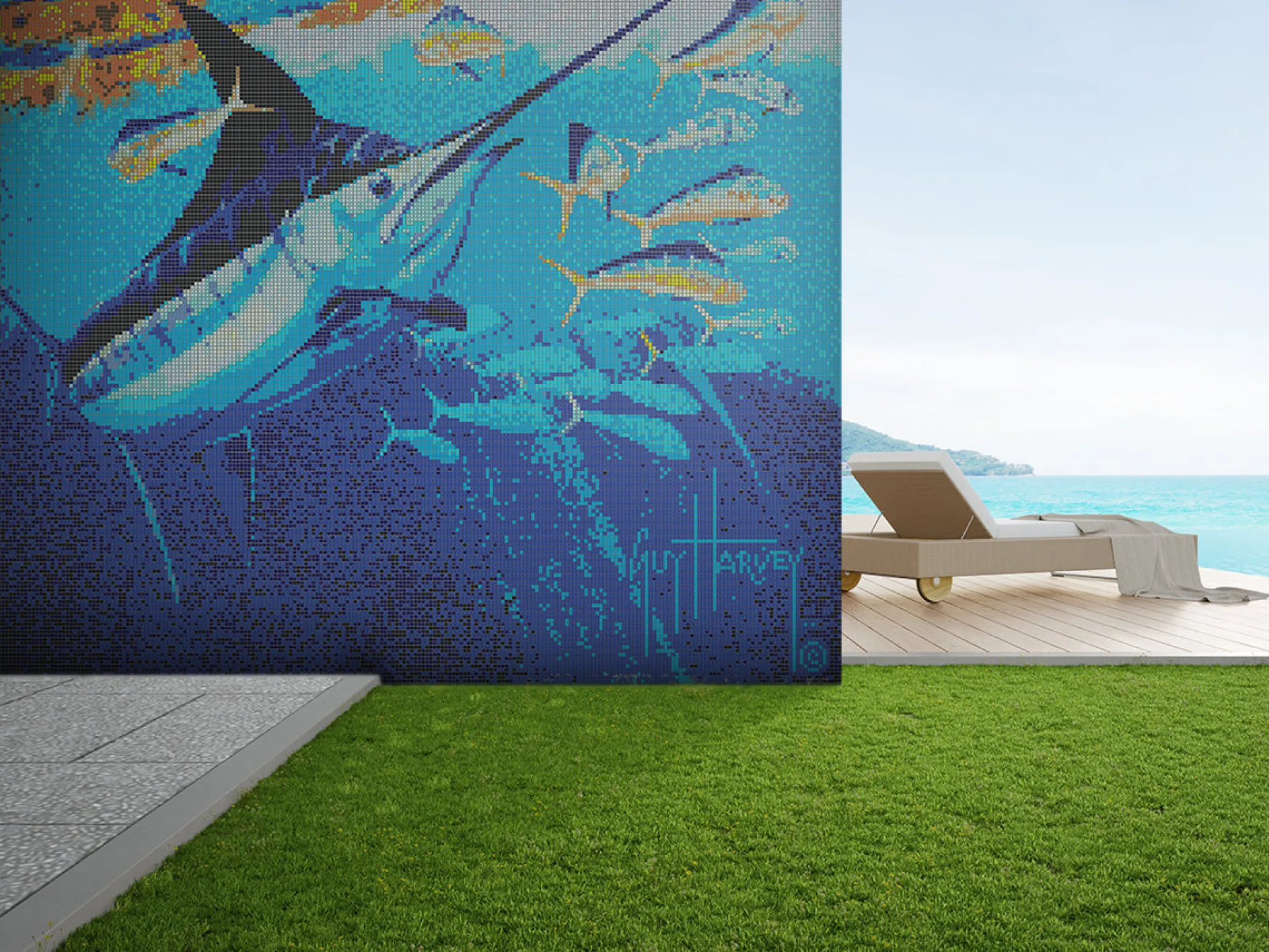 Blue Escape Mosaic Mural - Small