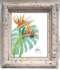 "Green Mango Hummingbird" Tile Art