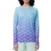 Ladies Blue Scale Long Sleeve Raglan Slub Shirt