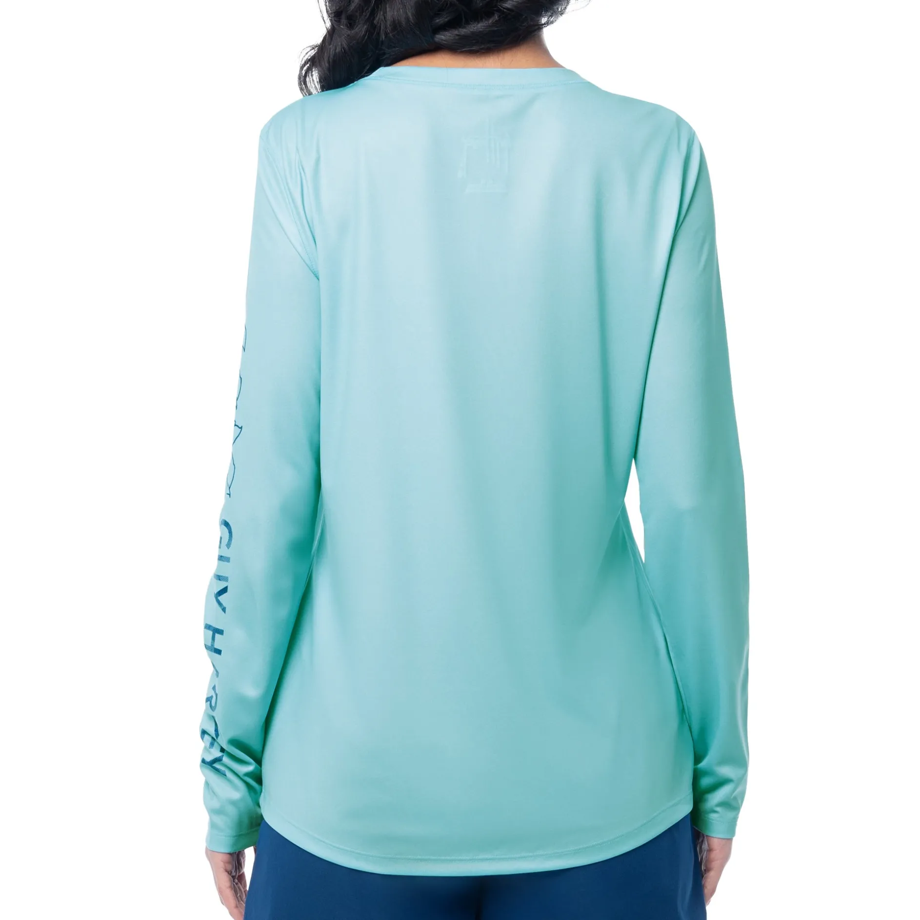 Ladies Blue Solid Long Sleeve Sun Protection Shirt