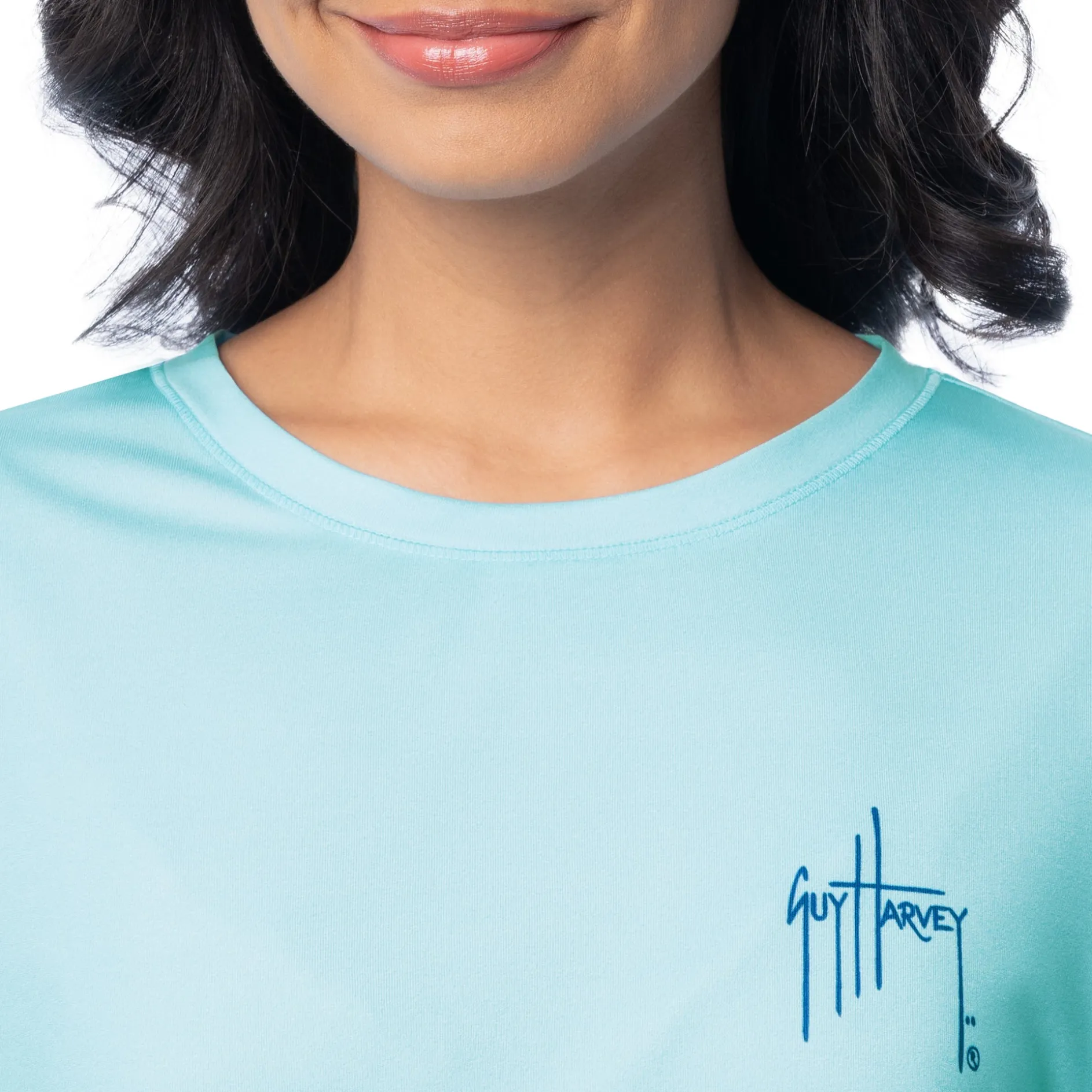 Ladies Blue Solid Long Sleeve Sun Protection Shirt