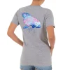 Ladies Manatee Coral Short Sleeve V-Neck T-Shirt