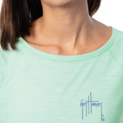 Ladies Marble Turtles Short Sleeve Poly/Rayon Slub Top