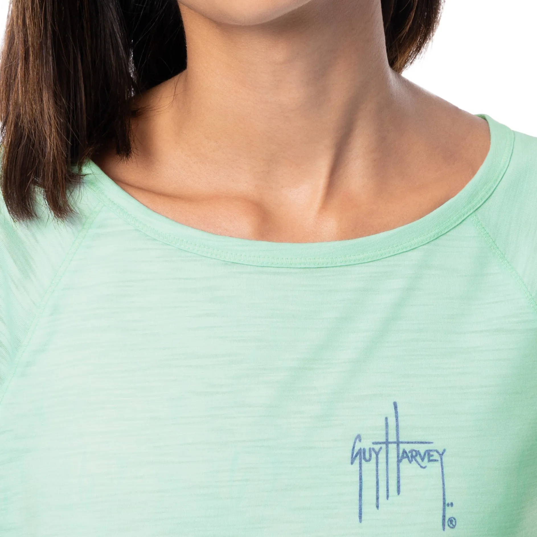 Ladies Marble Turtles Short Sleeve Poly/Rayon Slub Top