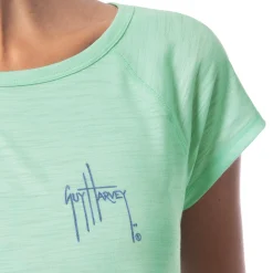 Ladies Marble Turtles Short Sleeve Poly/Rayon Slub Top