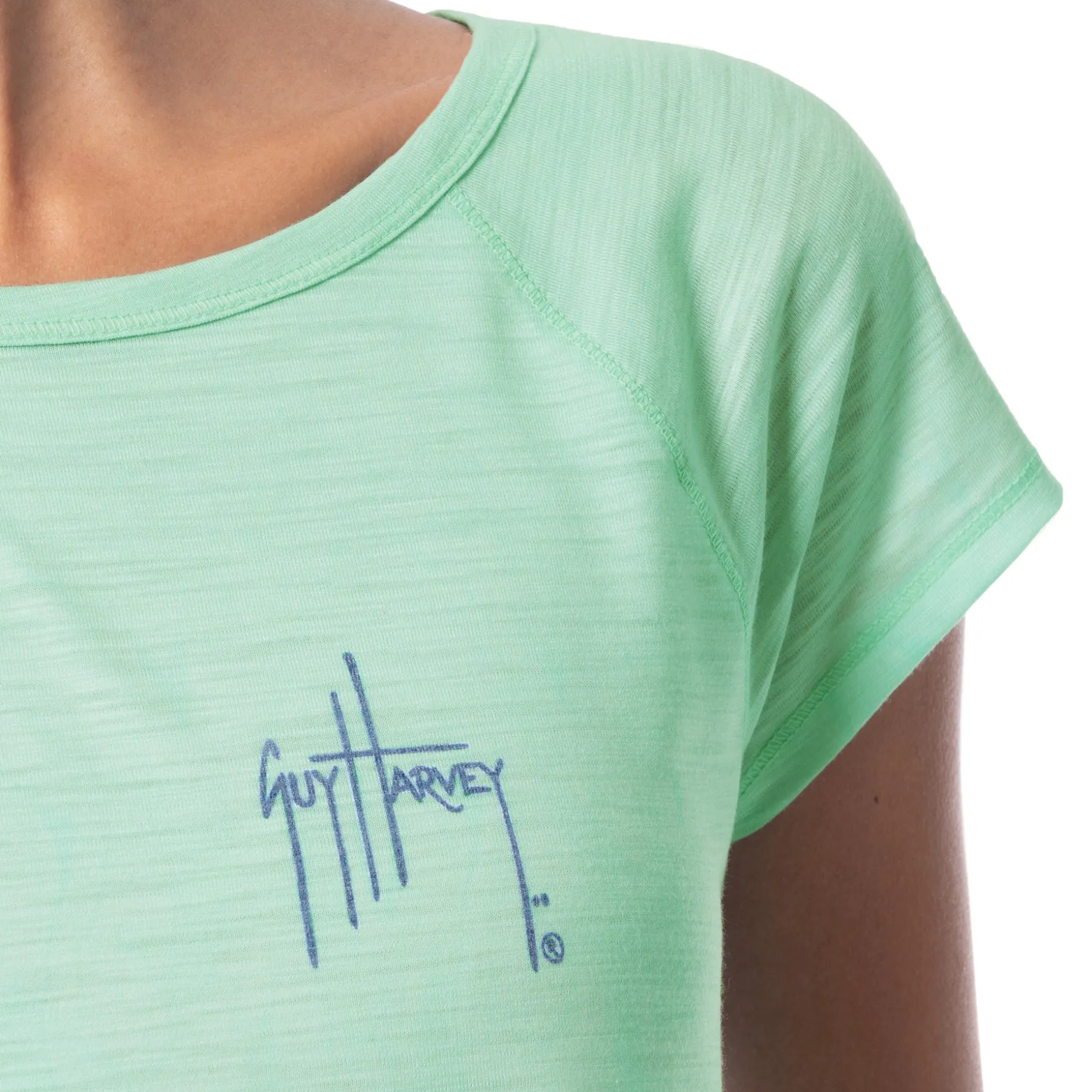 Ladies Marble Turtles Short Sleeve Poly/Rayon Slub Top