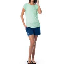 Ladies Marble Turtles Short Sleeve Poly/Rayon Slub Top