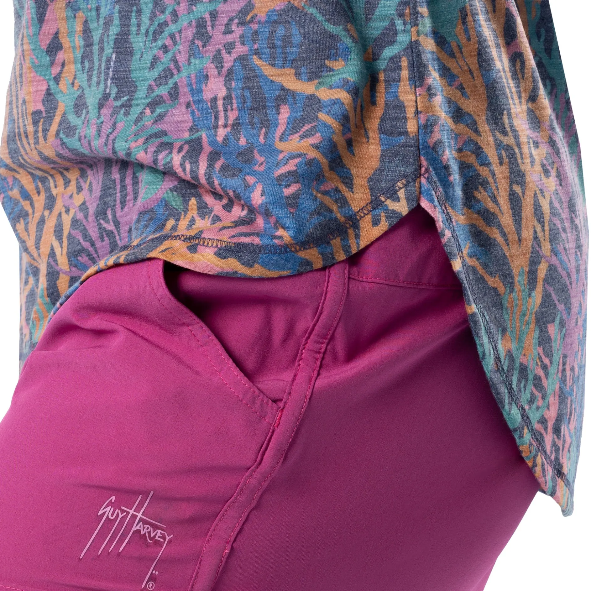 Ladies Modern Coral Short Sleeve Poly/Rayon Slub Top