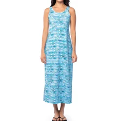 Ladies Palm Stripe Maxi Dress