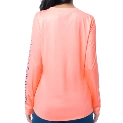 Ladies Peach Solid Long Sleeve Sun Protection Shirt