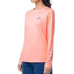 Ladies Peach Solid Long Sleeve Sun Protection Shirt