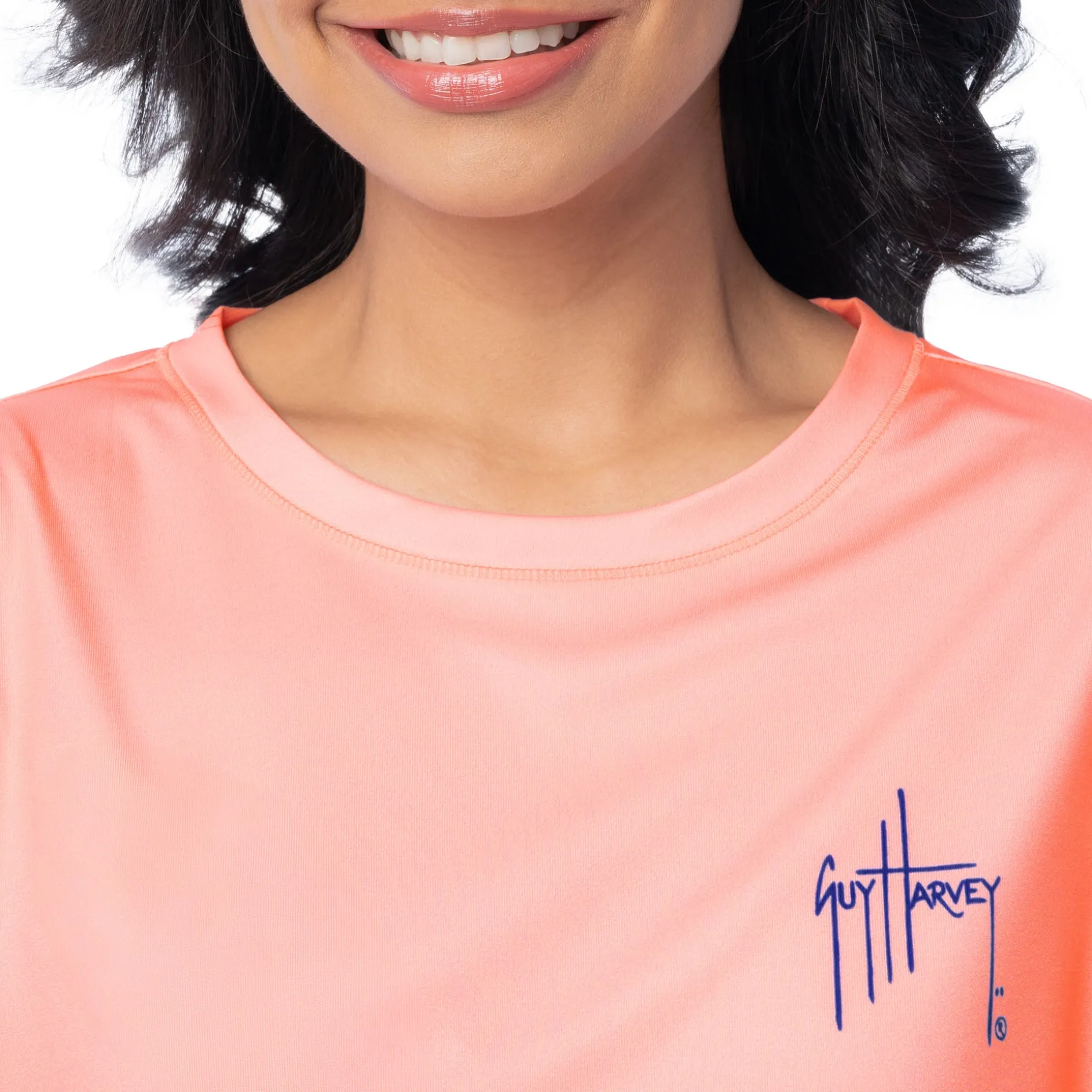 Ladies Peach Solid Long Sleeve Sun Protection Shirt