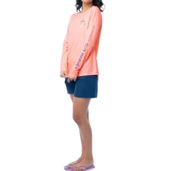 Ladies Peach Solid Long Sleeve Sun Protection Shirt