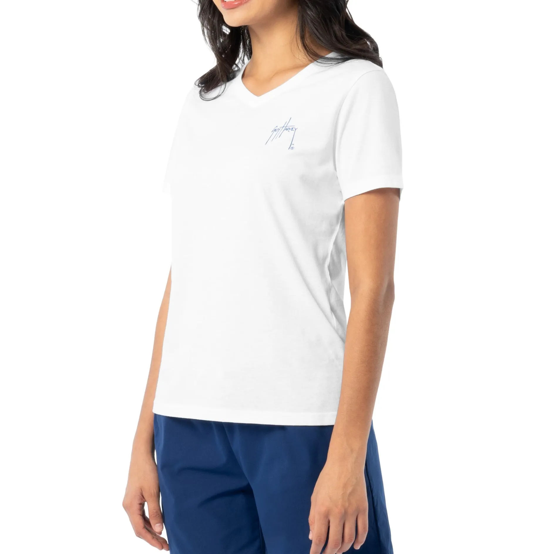 Ladies Sea Flag Short Sleeve V-Neck T-Shirt