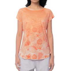 Ladies Seashell Toille Short Sleeve Poly/Rayon Slub Top