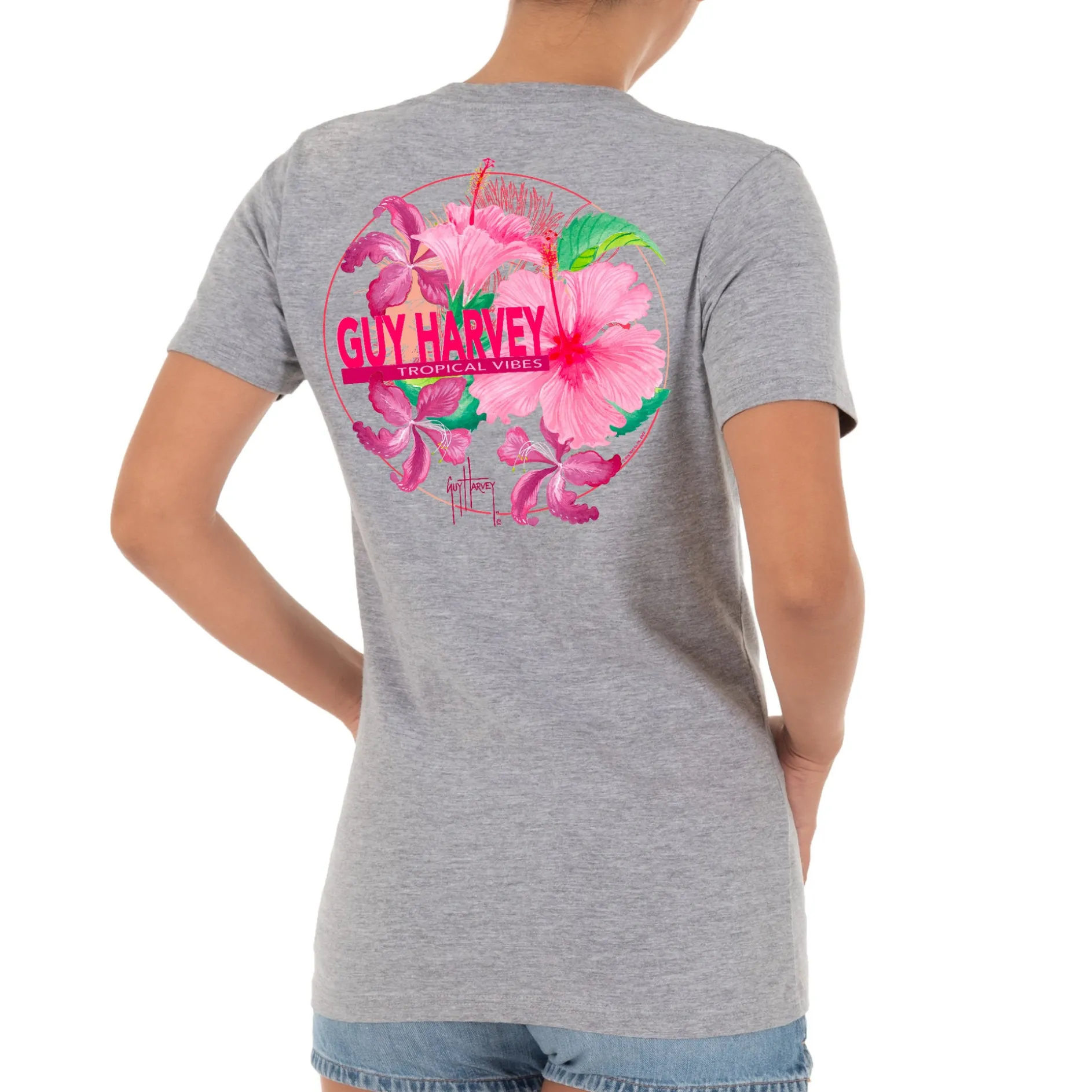 Ladies Tropical Vibes Short Sleeve V-Neck T-Shirt