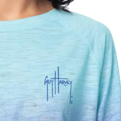 Ladies Watercolor Shells Long Sleeve Raglan Slub Shirt