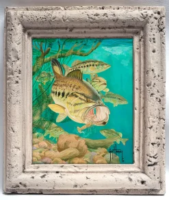 "Largemouth Bass with Crayfish" Tile Art