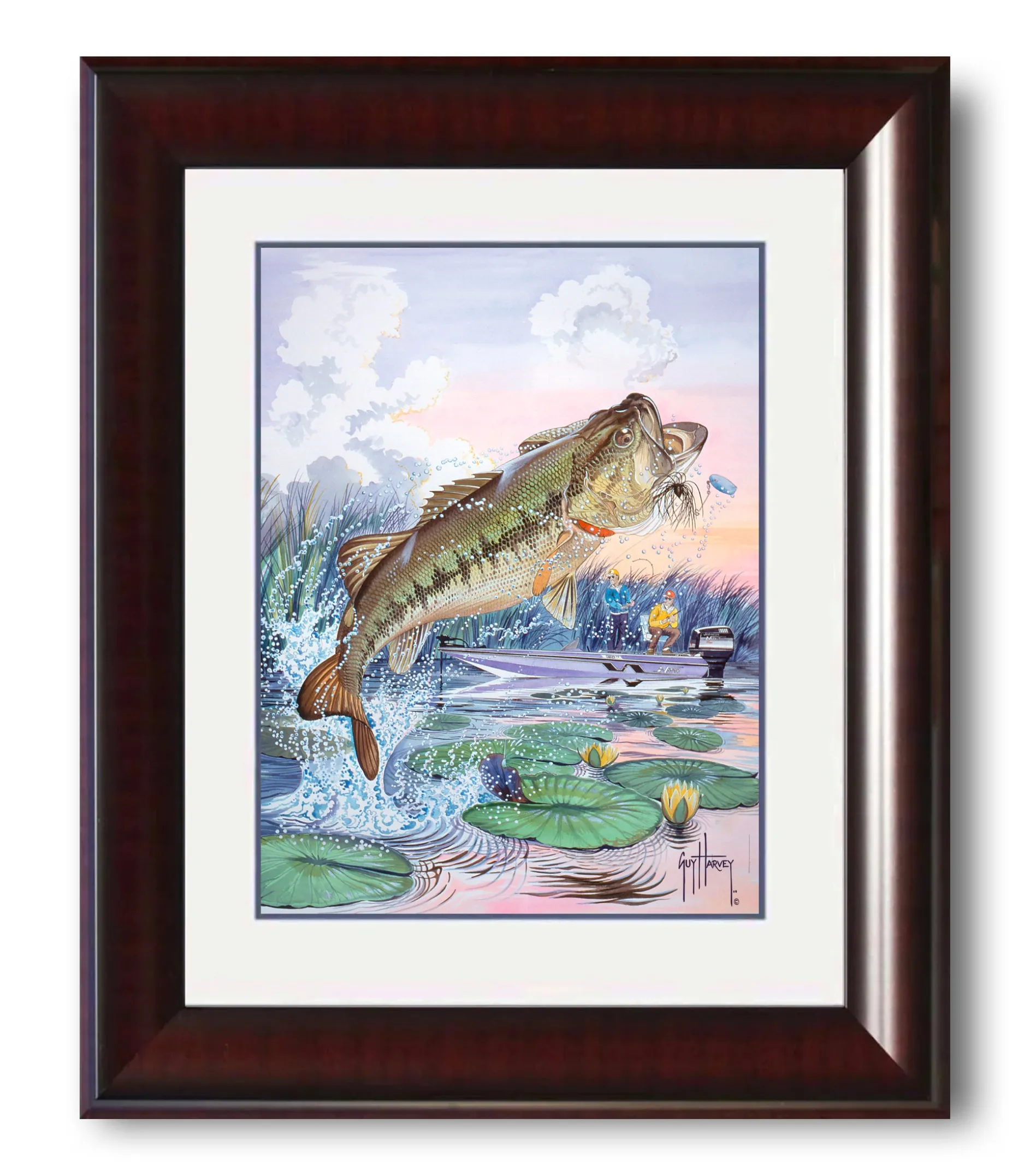 "Largemouth Bass with Fisherman" Mini Print
