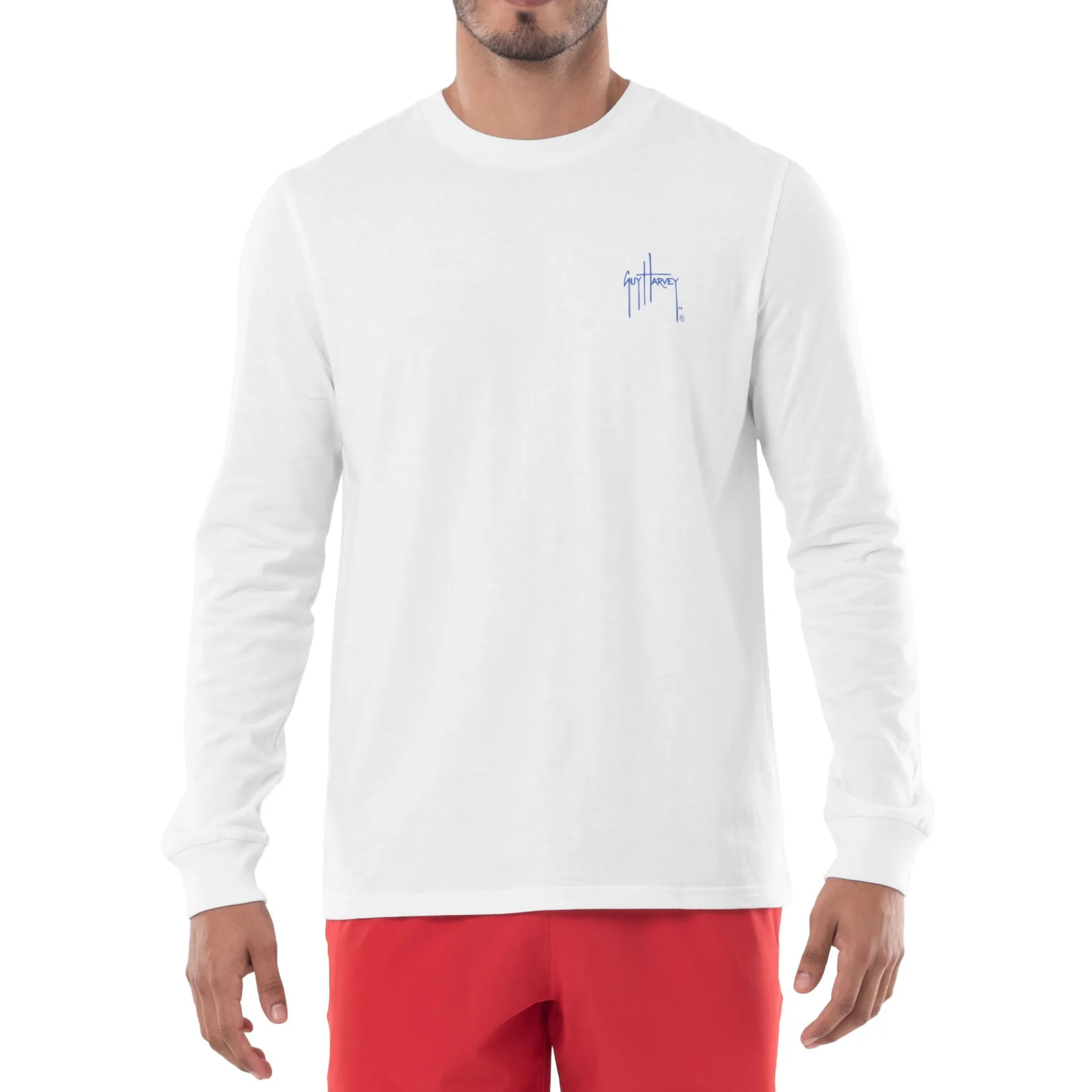 Men's Blue Hawaiian Long Sleeve T-Shirt