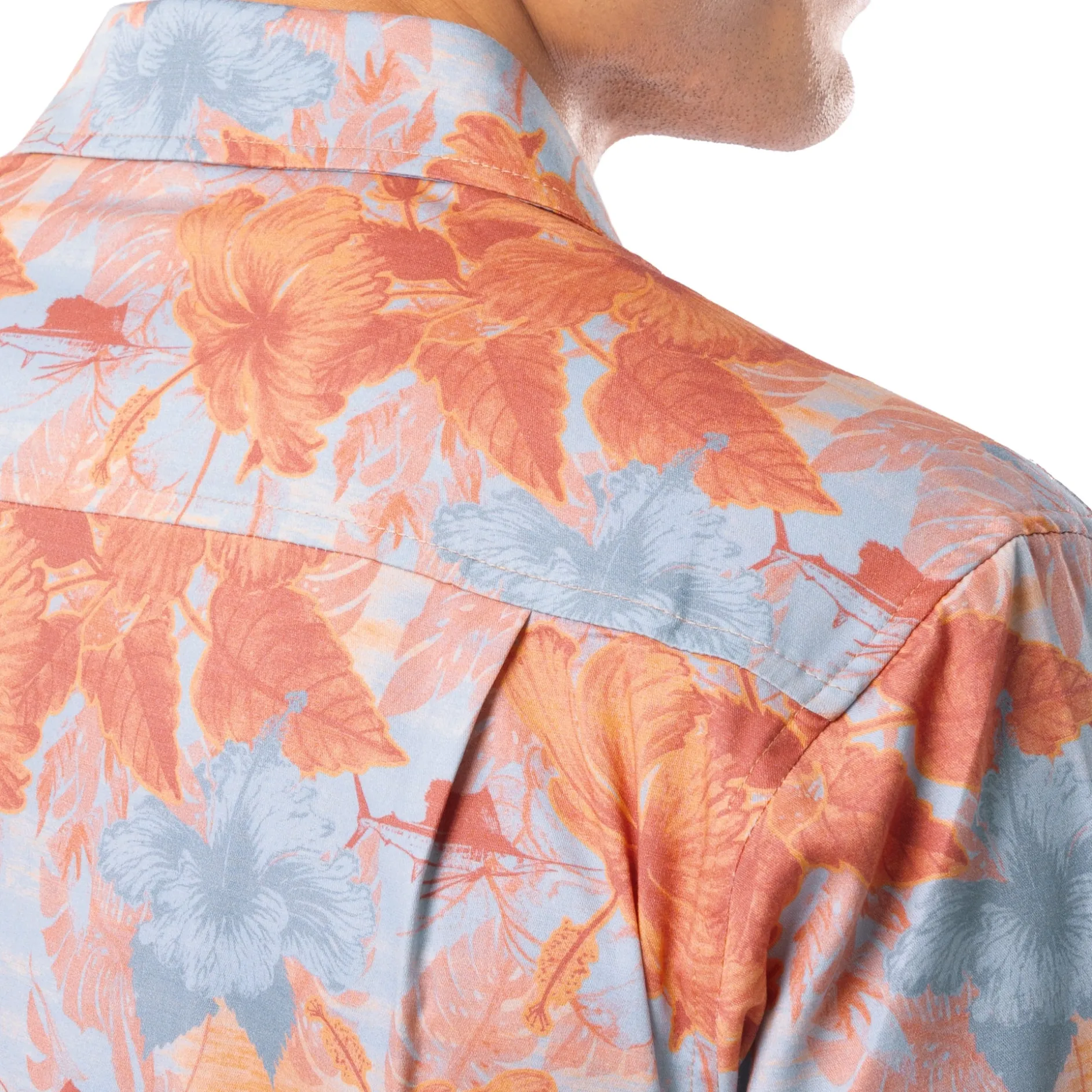 Men's Coral Hibiscus Key Printed Resort Shirt