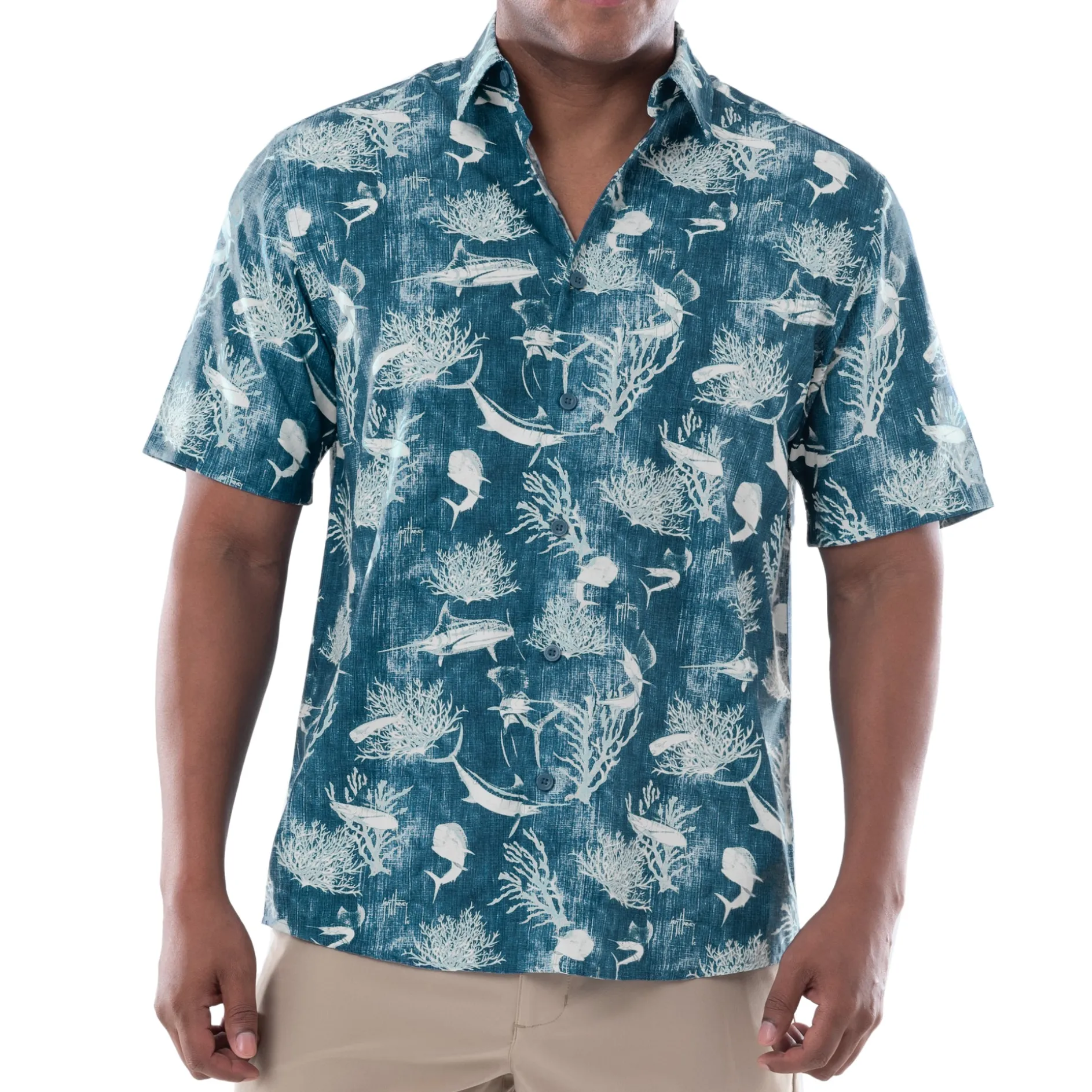 Men's Denim Shells Short Sleeve Fishing Shirt