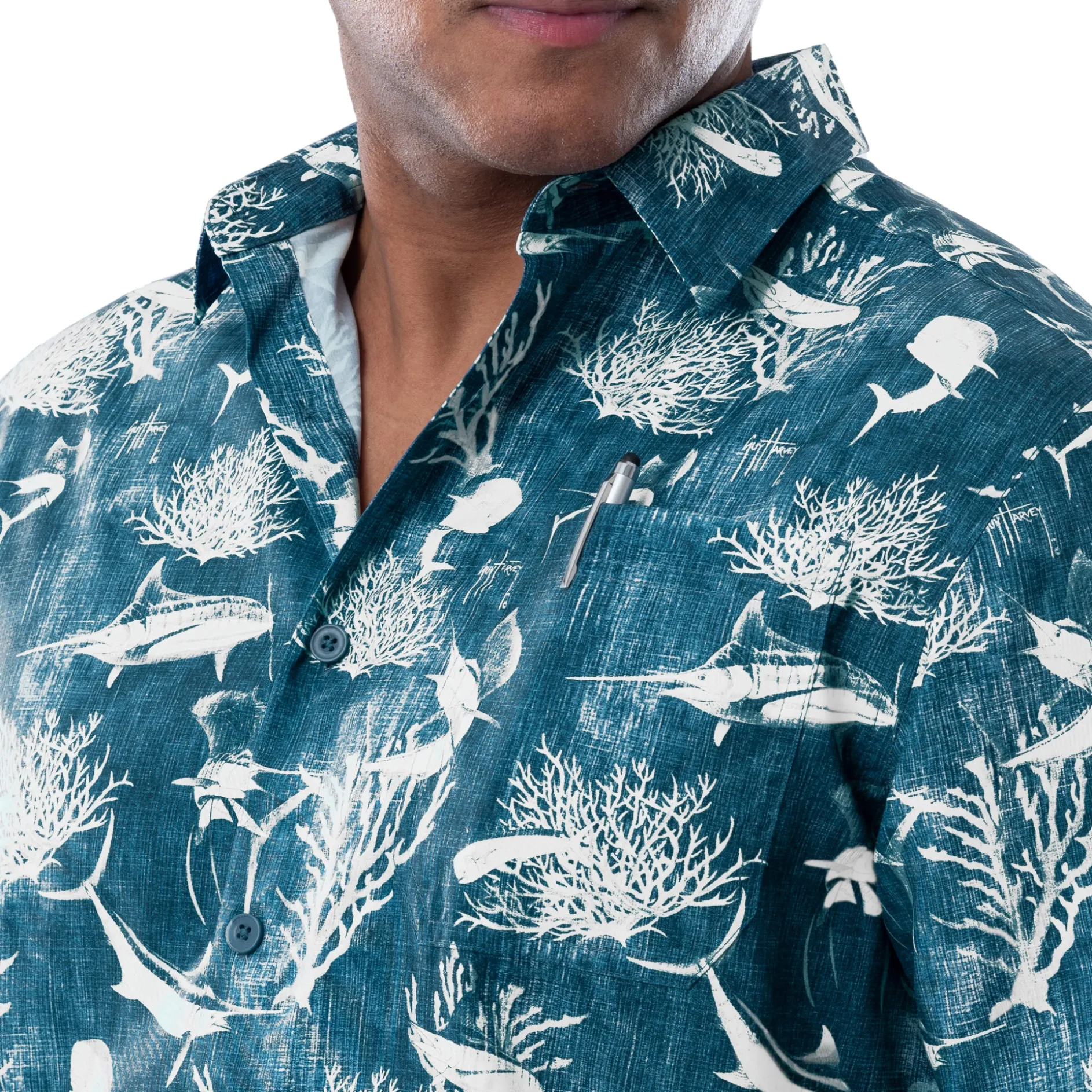Men's Denim Shells Short Sleeve Fishing Shirt