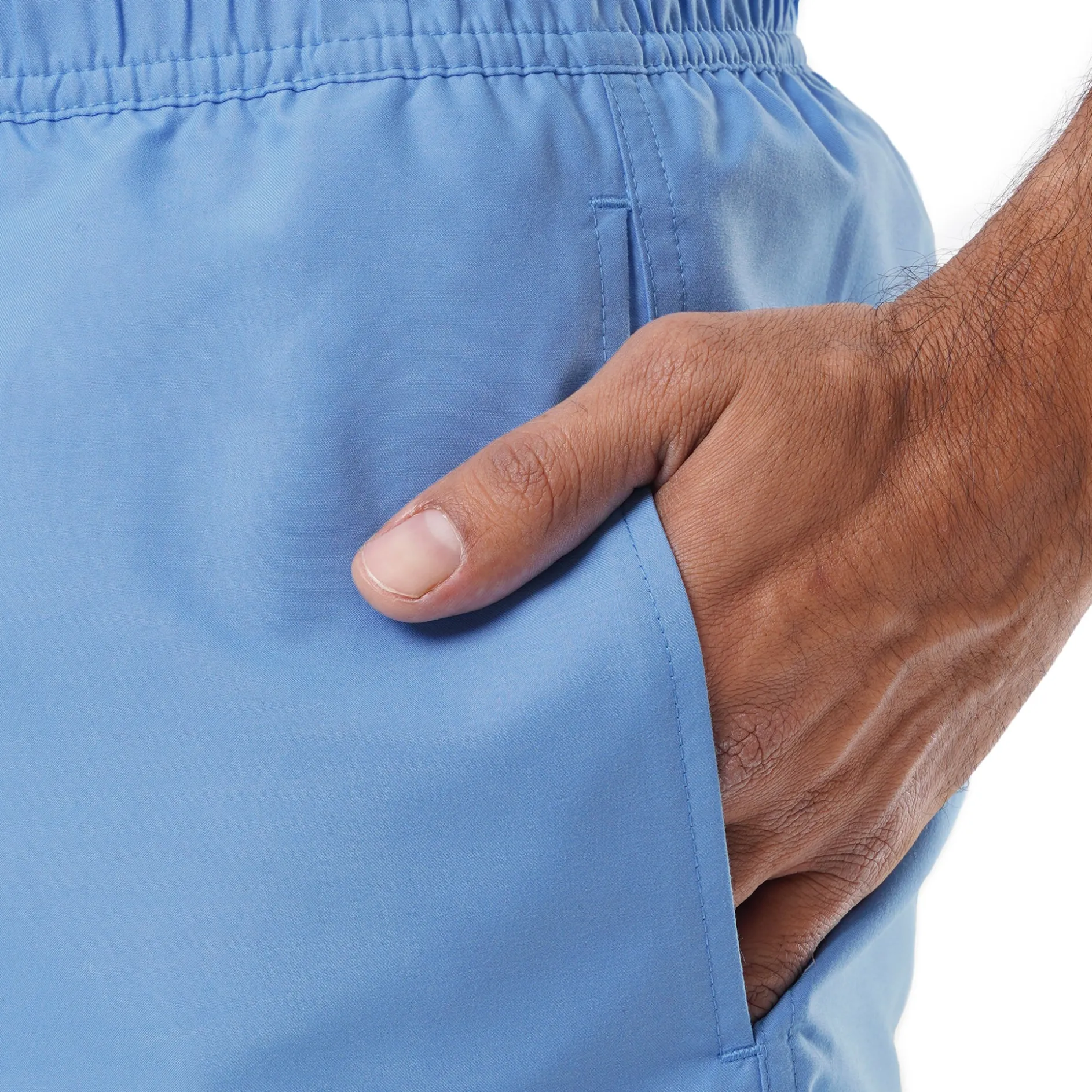 Men's Light Blue Solid 7" Swim Trunks