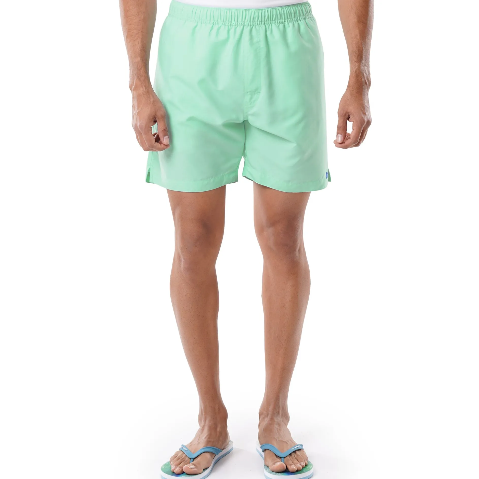 Men's Light Green Solid 7" Swim Trunks