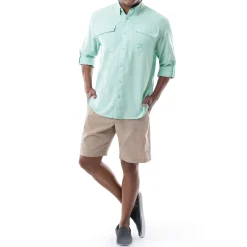 Men's Long Sleeve Heather Textured Performance Fishing Shirt