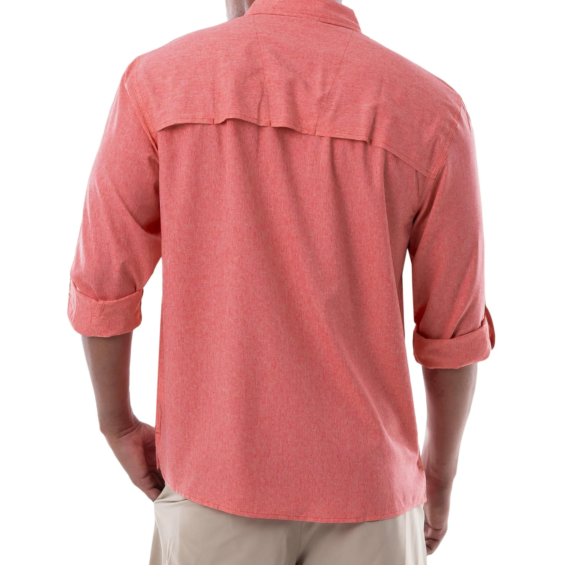 Men's Long Sleeve Heather Textured Performance Fishing Shirt