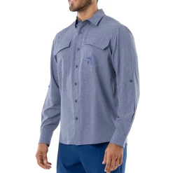 Men's Long Sleeve Heather Textured Performance Fishing Shirt
