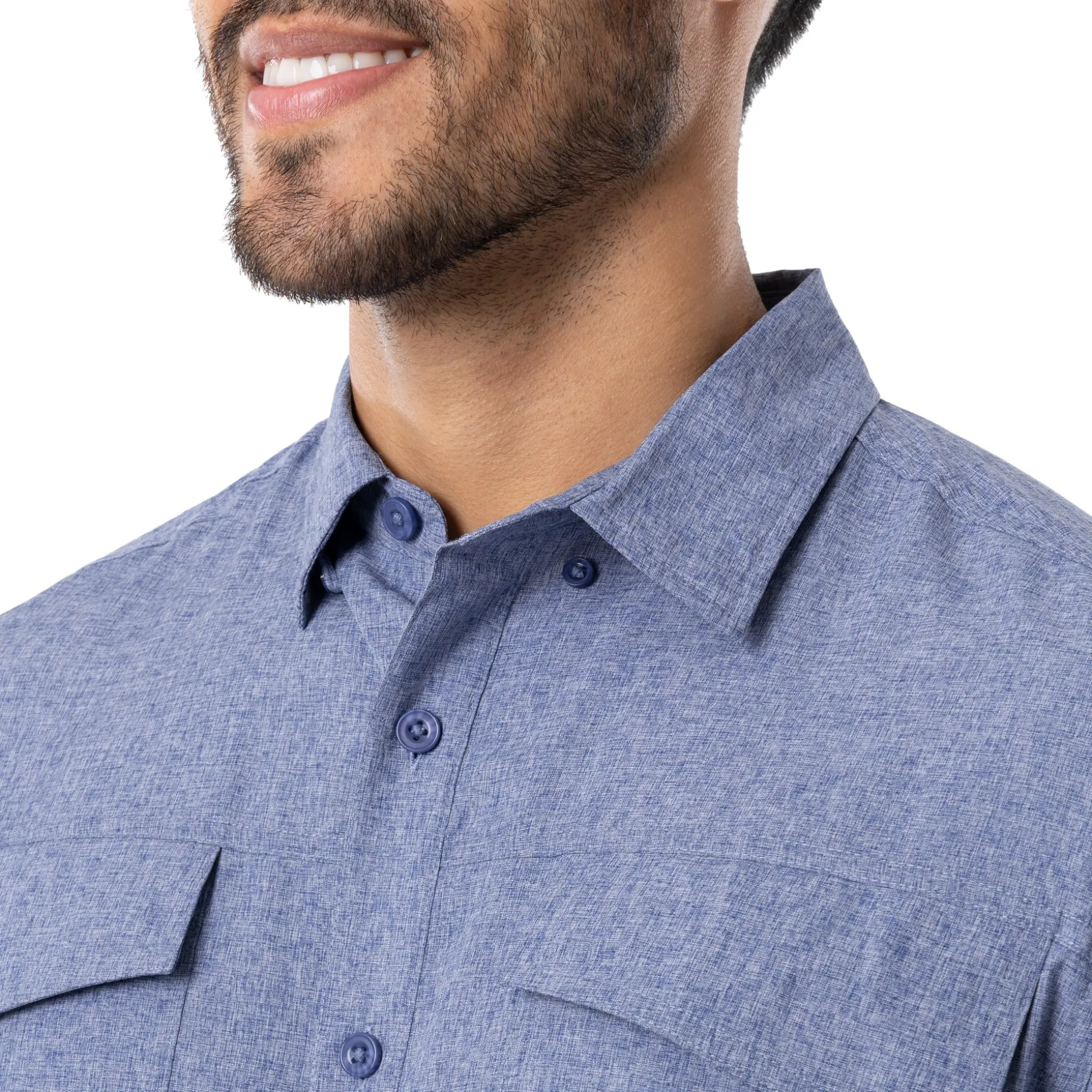 Men's Long Sleeve Heather Textured Performance Fishing Shirt