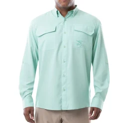 Men's Long Sleeve Heather Textured Performance Fishing Shirt