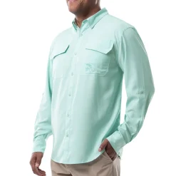 Men's Long Sleeve Heather Textured Performance Fishing Shirt