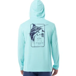 Men's Marlin Stencil Long Sleeve Performance Hoodie