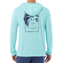 Men's Marlin Stencil Long Sleeve Performance Hoodie