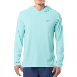 Men's Marlin Stencil Long Sleeve Performance Hoodie