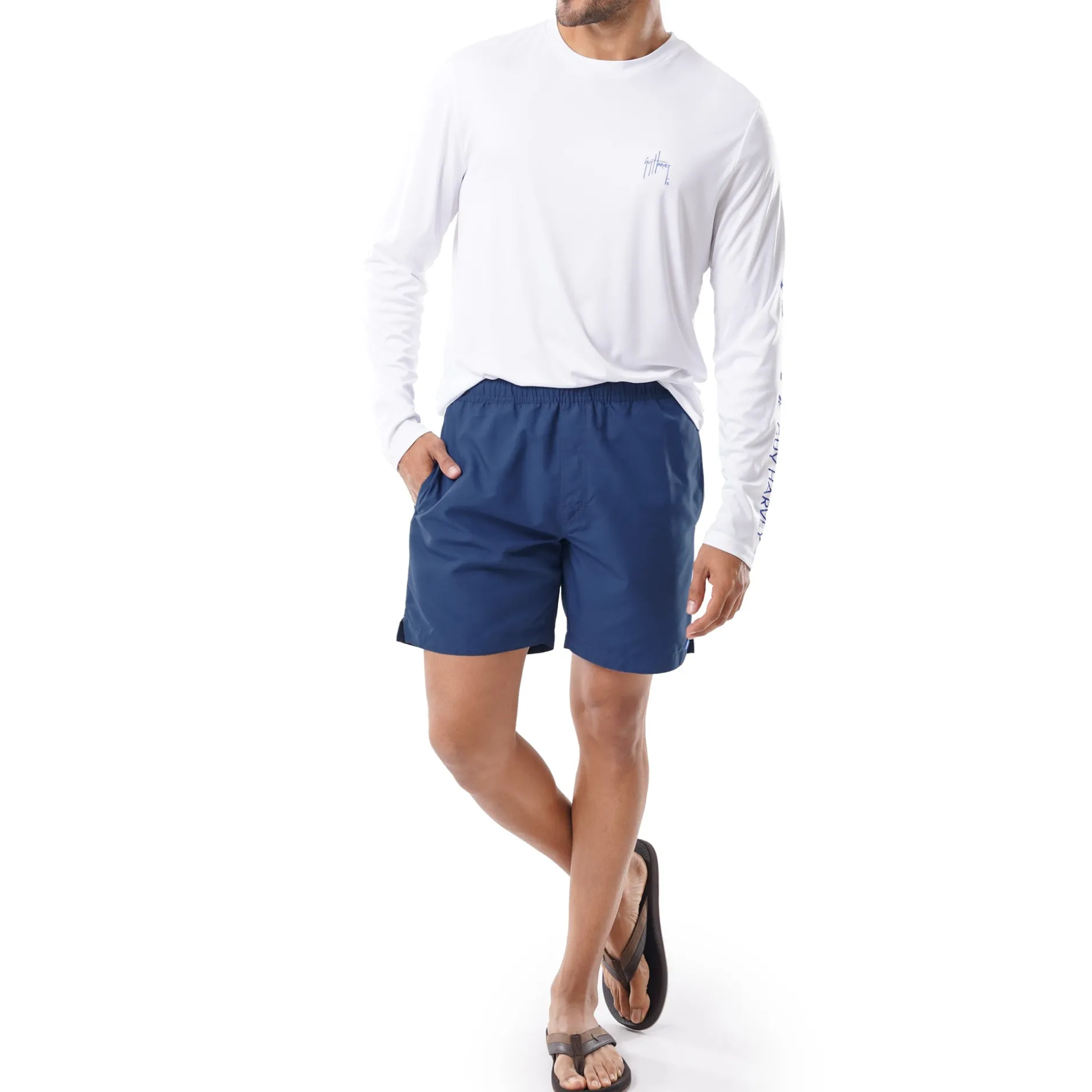 Men's Navy Solid 7" Swim Trunks