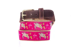 Men's Sea Turtle Leather Tab Belt