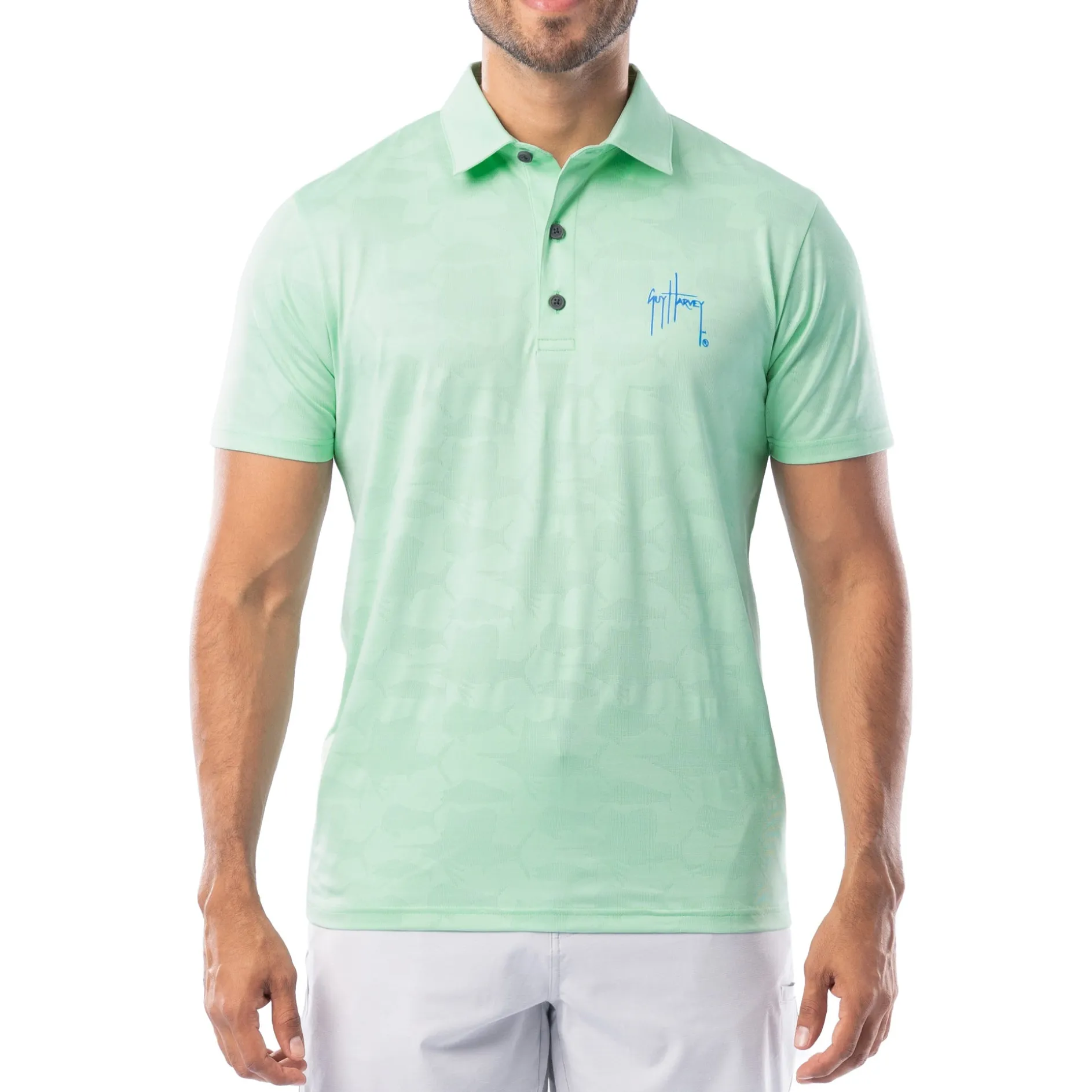 Men's Short Sleeve Green Bluewater Slam Jacquard Polo Shirt