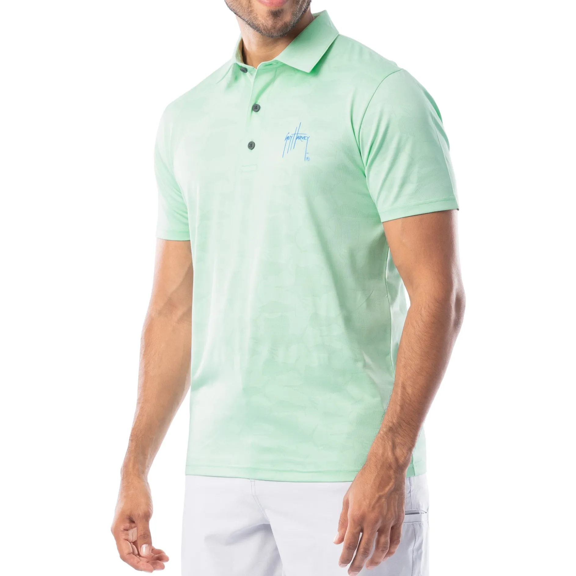Men's Short Sleeve Green Bluewater Slam Jacquard Polo Shirt