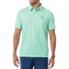 Men's Short Sleeve Green Printed Performance Polo Shirt