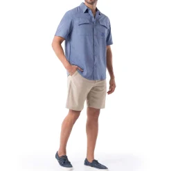 Men's Short Sleeve Heather Textured Performance Fishing Shirt