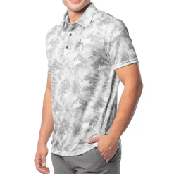 Men's Short Sleeve Urban Palms Gray Printed Performance Polo Shirt