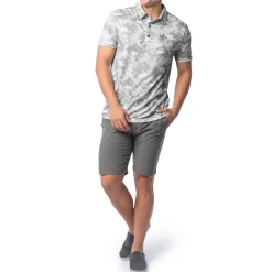 Men's Short Sleeve Urban Palms Gray Printed Performance Polo Shirt
