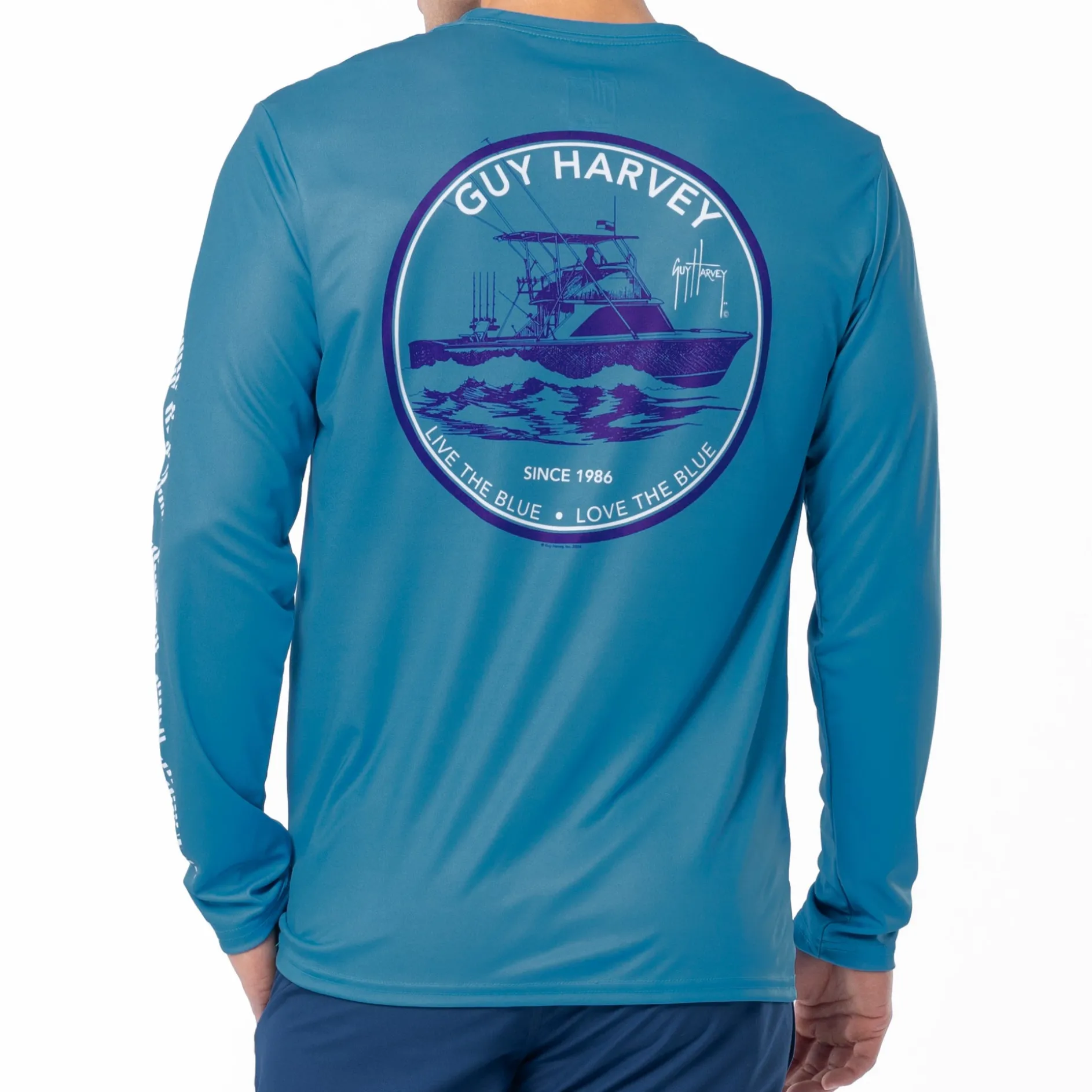 Men's Teal Wake Performance Sun Protection Top