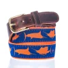 Men's Three Billfish Leather Tab Belt
